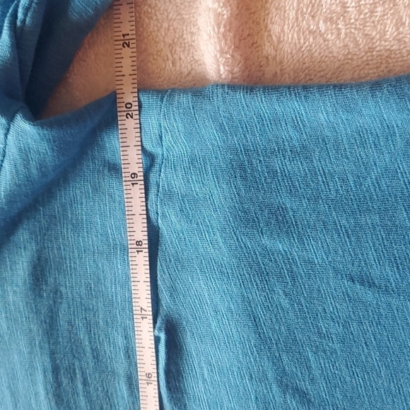 Talbots Blue Casual Flutter Smocked Sleeve Light, Comfortable Tee Sz L Dress - Picture 8 of 10